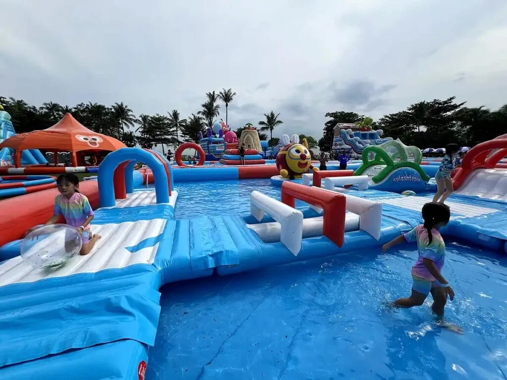 Family enjoying in water park