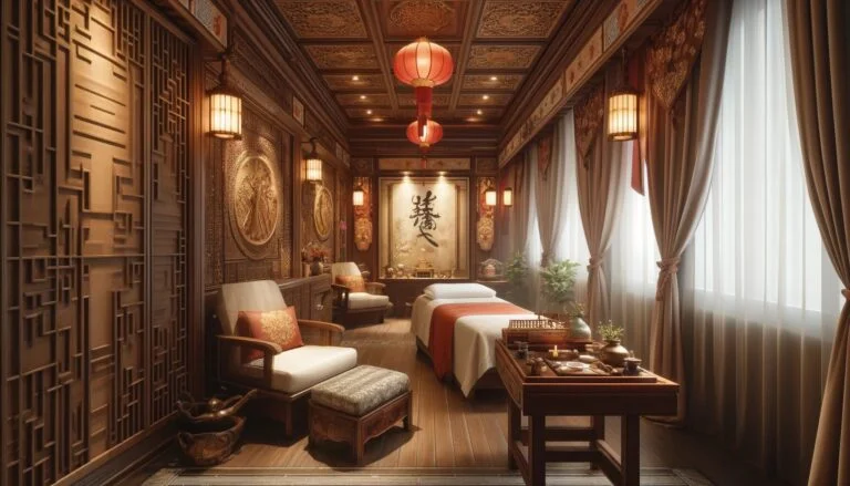 Elegant Asian-themed spa room.